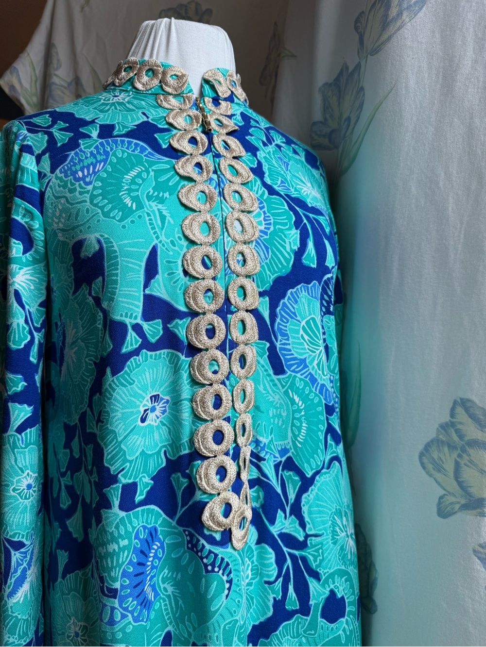 Bright Turquoise, Royal Blue & Gold Lilly Pulitzer Dress - Picture 12 of 16